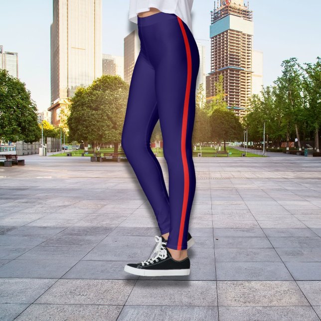 Stylish dark blue Leggings with red Side stripe (Creator Uploaded)
