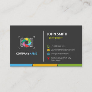 Stylish Dark Colourful Camera Symbol Business Card