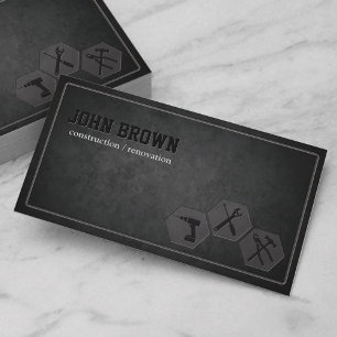Stylish Dark Construction Handyman Carpenter Business Card