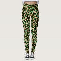 Stylish Dark Green and Gold Foil Leopard Spots