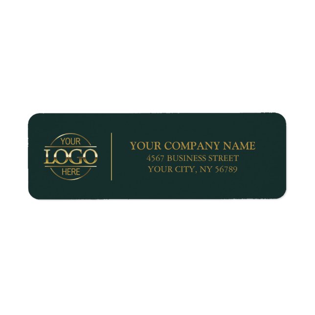Stylish Dark Green Business Logo Return Address (Front)