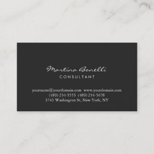 Stylish Dark Grey Script Consultant Business Card