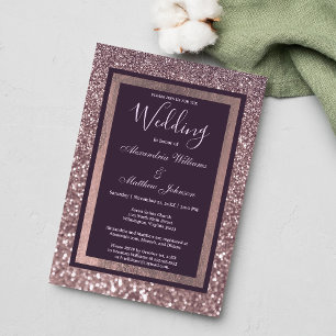 Stylish dark lavender purple glitter Wedding Invitation