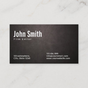 Stylish Dark Leather Film Editor Business Card