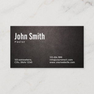 Stylish Dark Leather Pastor Business Card