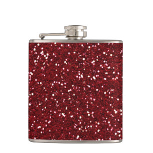Stylish Dark Red Glitter Hip Flask