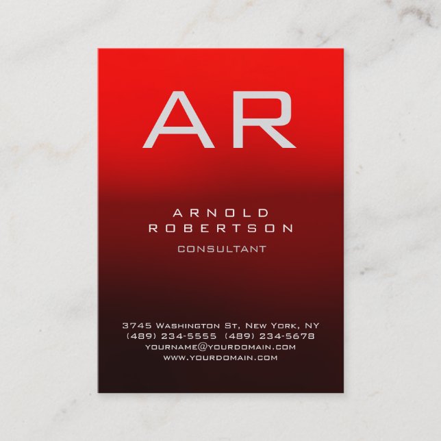 Stylish Dark Red Modern Monogram Business Card (Front)