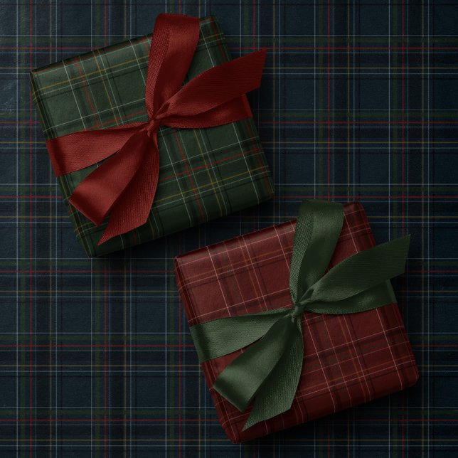 Stylish dark rich plaid Christmas holiday Wrapping Paper Sheet (Creator Uploaded)