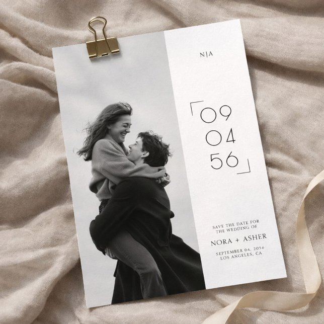 Stylish Date Modern Monogram Wedding Photo Save The Date (Creator Uploaded)