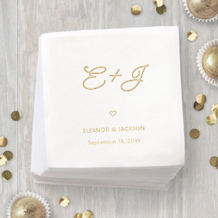 Stylish Deco Typography Script Monogram Wedding Foil Napkins