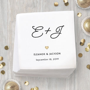 Stylish Deco Typography Script Monogram Wedding Napkin