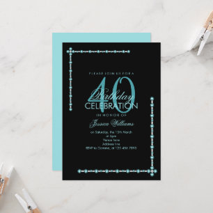 Stylish Decorations Aqua Gem Birthday Invitation