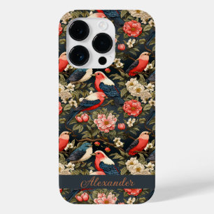 Stylish decorativ Birds & Flowers Pattern Name Case-Mate iPhone 14 Pro Case