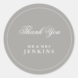 Stylish Deep Grey Classic Wedding Classic Round Sticker