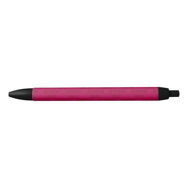 Stylish Deep Magenta Pink JEREMIAH 29 11 Black Ink Pen (Front)
