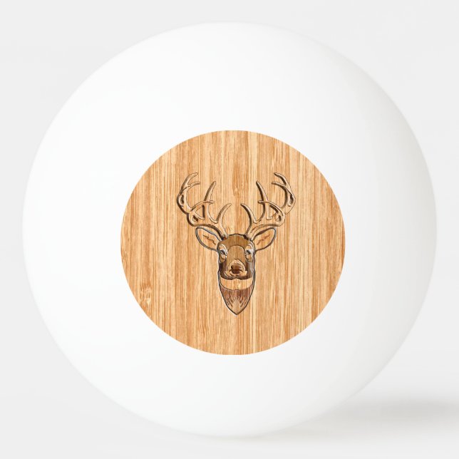 Stylish Deer Head Light Wood Grain Print Ping Pong Ball (Front)
