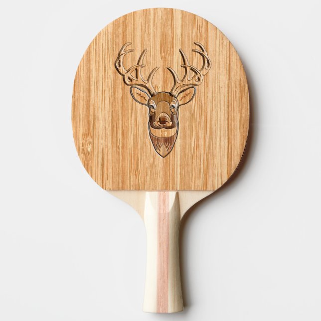 Stylish Deer Head Light Wood Grain Print Ping Pong Paddle (Back)