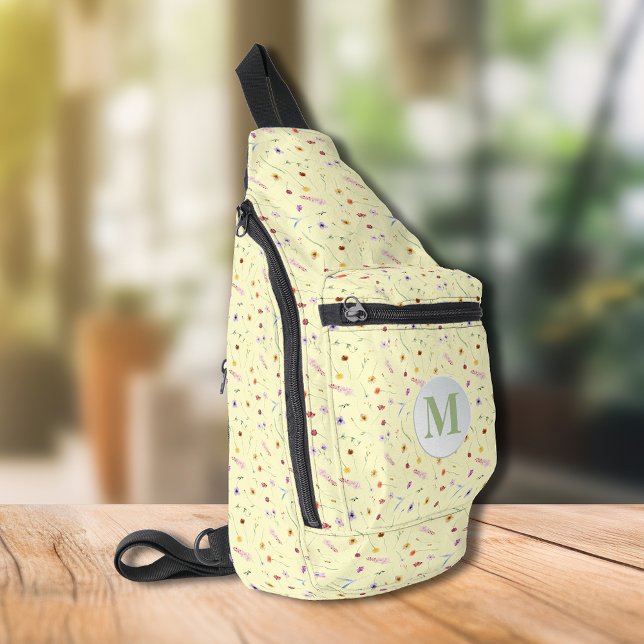 Stylish Delicate Wildflowers Yellow Sling Bag (Stylish Delicate Wildflowers Yellow Sling Bag)