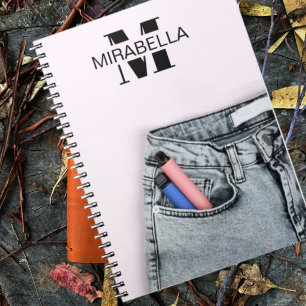 Stylish denim jeans retro beach notebook