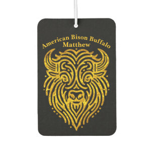 Stylish Design of a Gold Bison Buffalo Head Car Air Freshener