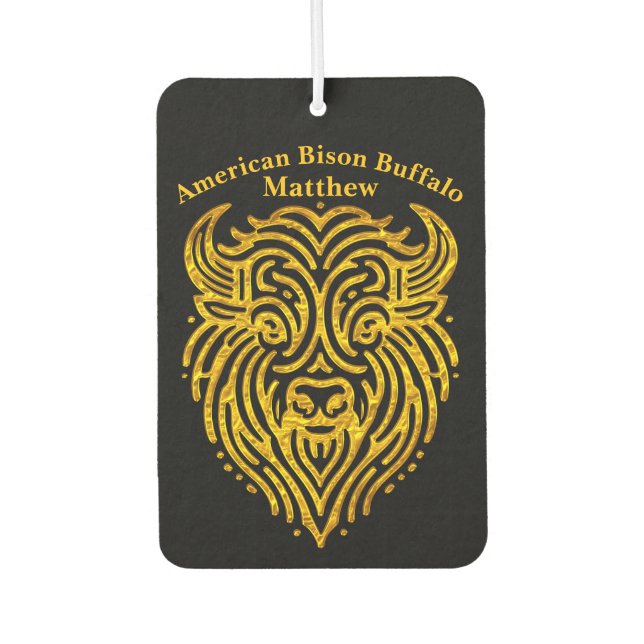 Stylish Design of a Gold Bison Buffalo Head Car Air Freshener (Front)