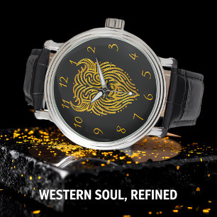 Stylish Design of a Gold Bison Buffalo Head Watch