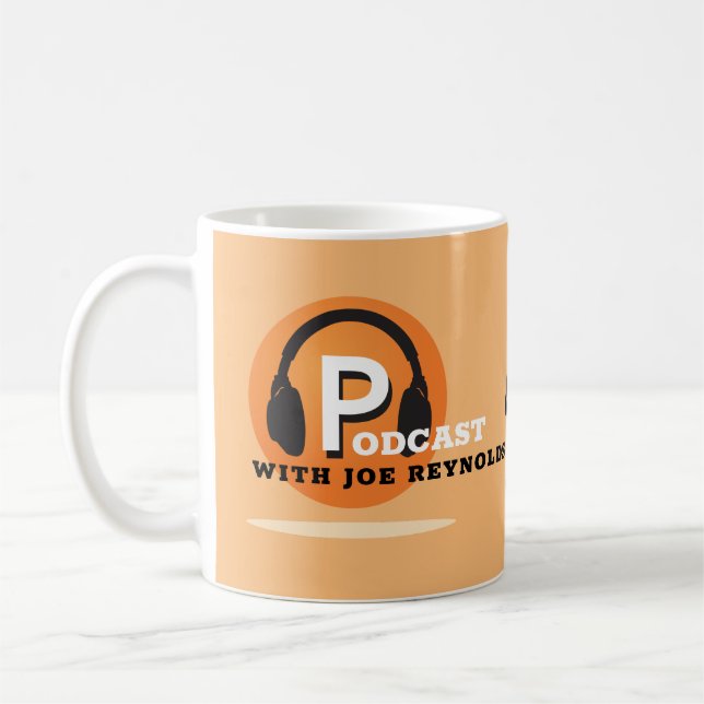 Stylish Design, Podcaster, Podcast Advertising Coffee Mug (Left)