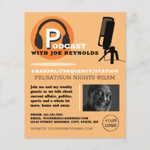 Stylish Design, Podcaster, Podcast Advertising Flyer
