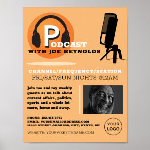 Stylish Design, Podcaster, Podcast Advertising Poster