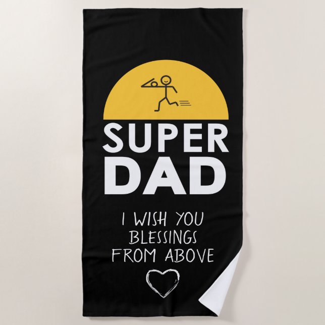 Stylish Design "SUPER DAD" Personalised Wishes Beach Towel (Front)
