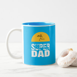 Stylish Design "SUPER DAD" Personalised Wishes Two-Tone Coffee Mug