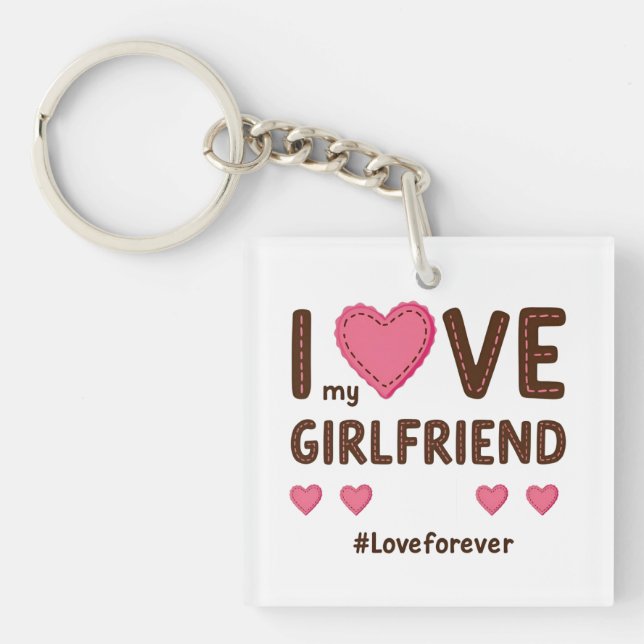 Stylish design with loving hearts  key ring (Front)