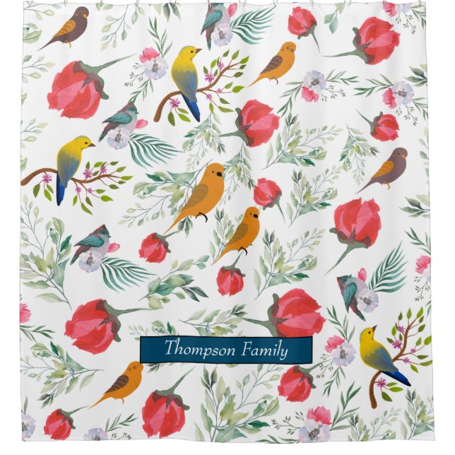 Stylish design with monogram for nature lovers shower curtain (Front)