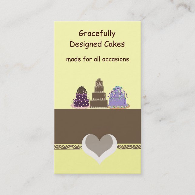 Stylish  Designer Cakes Business Card (Front)