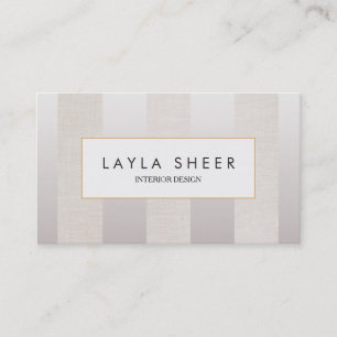 Stylish Designer Faux Shimmer and Linen Stripes 2 Business Card