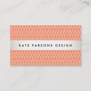 Stylish Designer Modern Orange Lattice Pattern Business Card