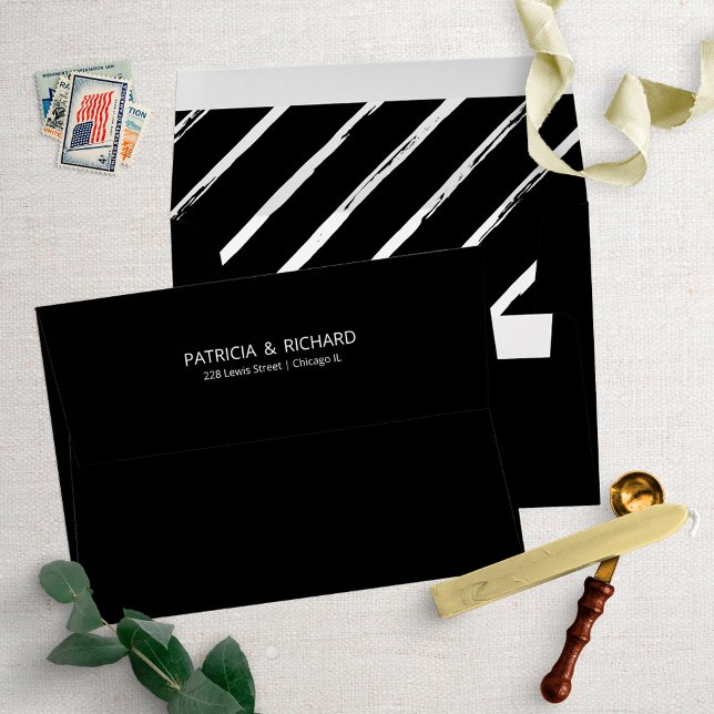 Stylish Diagonal Lines Pattern Wedding Invitation  Envelope (Creator Uploaded)