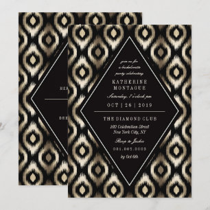 Stylish Diamond Ikat Pattern Bachelorette Party Invitation