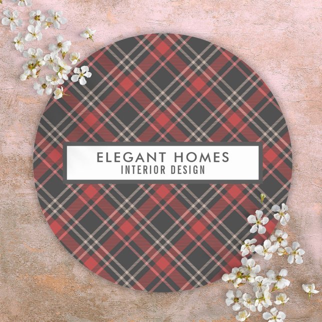 Stylish Diamond Tartan Plaid Pattern Classic Round Sticker (Stylish Diamond Tartan Plaid Pattern Classic Round Sticker)