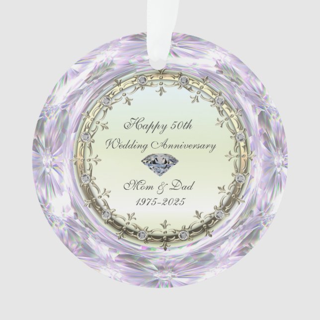 Stylish Diamonds 50th Wedding Anniversary Ornament (Front)