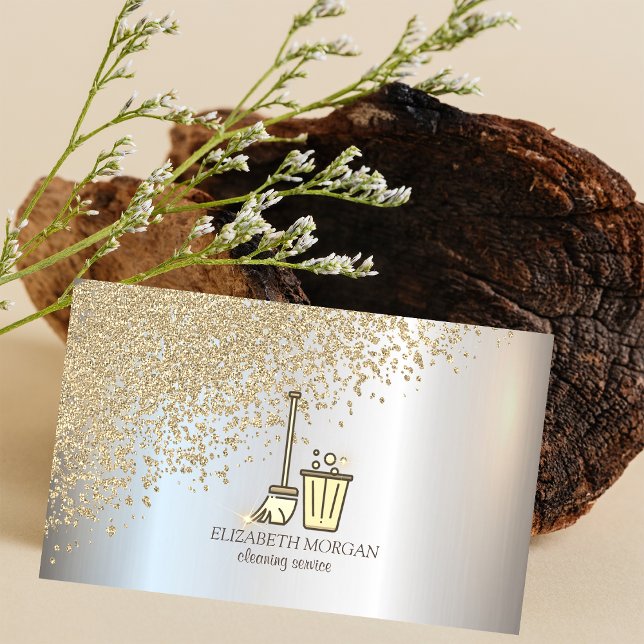 Stylish Diamonds Cleaning Tools Business Card (Creator Uploaded)
