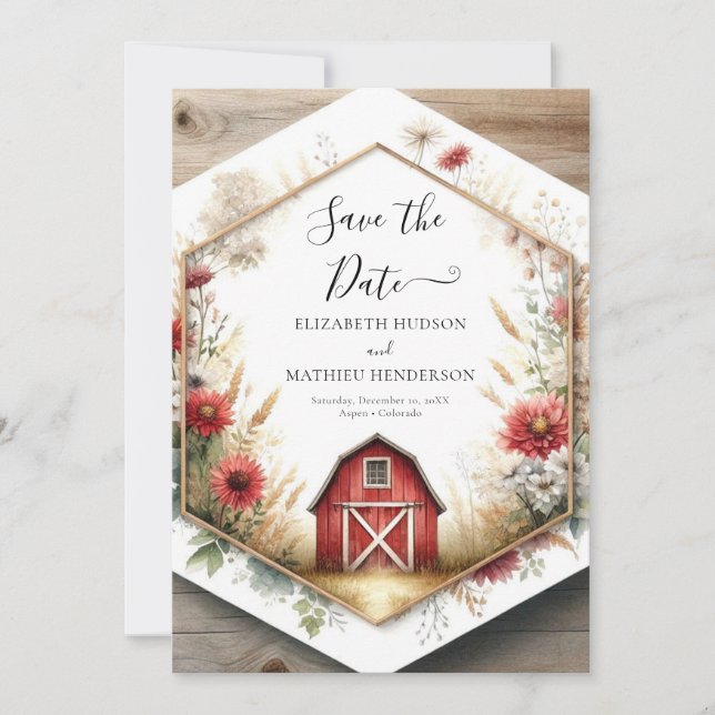 Stylish Digital Barnyard Wedding Save The Date (Front)