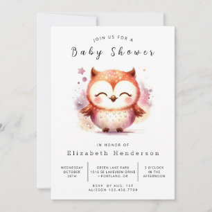 Stylish Digital Owl Baby Shower Invitation