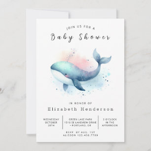 Stylish Digital Whale Baby Shower Invitation