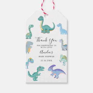 Stylish Dinosaur Baby Shower White Gift Tags