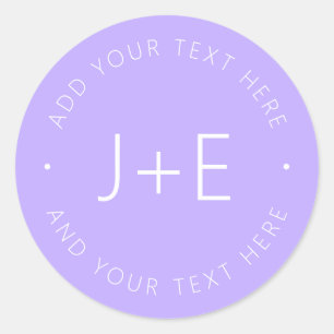 Stylish DIY Couples Monogram & Editable Lavender  Classic Round Sticker