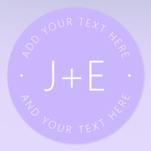 Stylish DIY Couples Monogram & Editable Lavender Classic Round Sticker