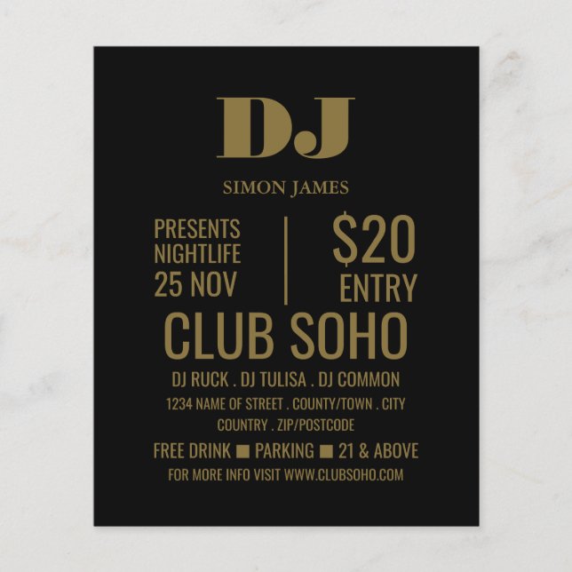 Stylish DJ, Club Event Advertising Flyer (Front)
