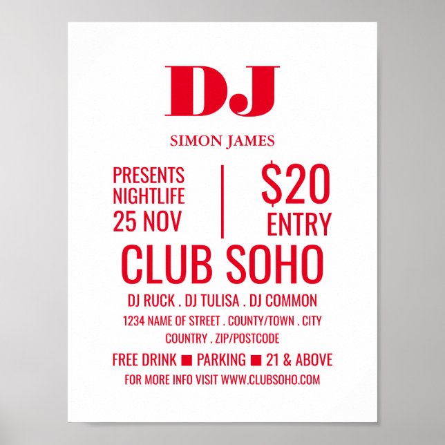 Stylish DJ, Club Event Advertising Poster (Front)