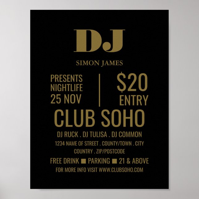 Stylish DJ, Club Event Advertising Poster (Front)